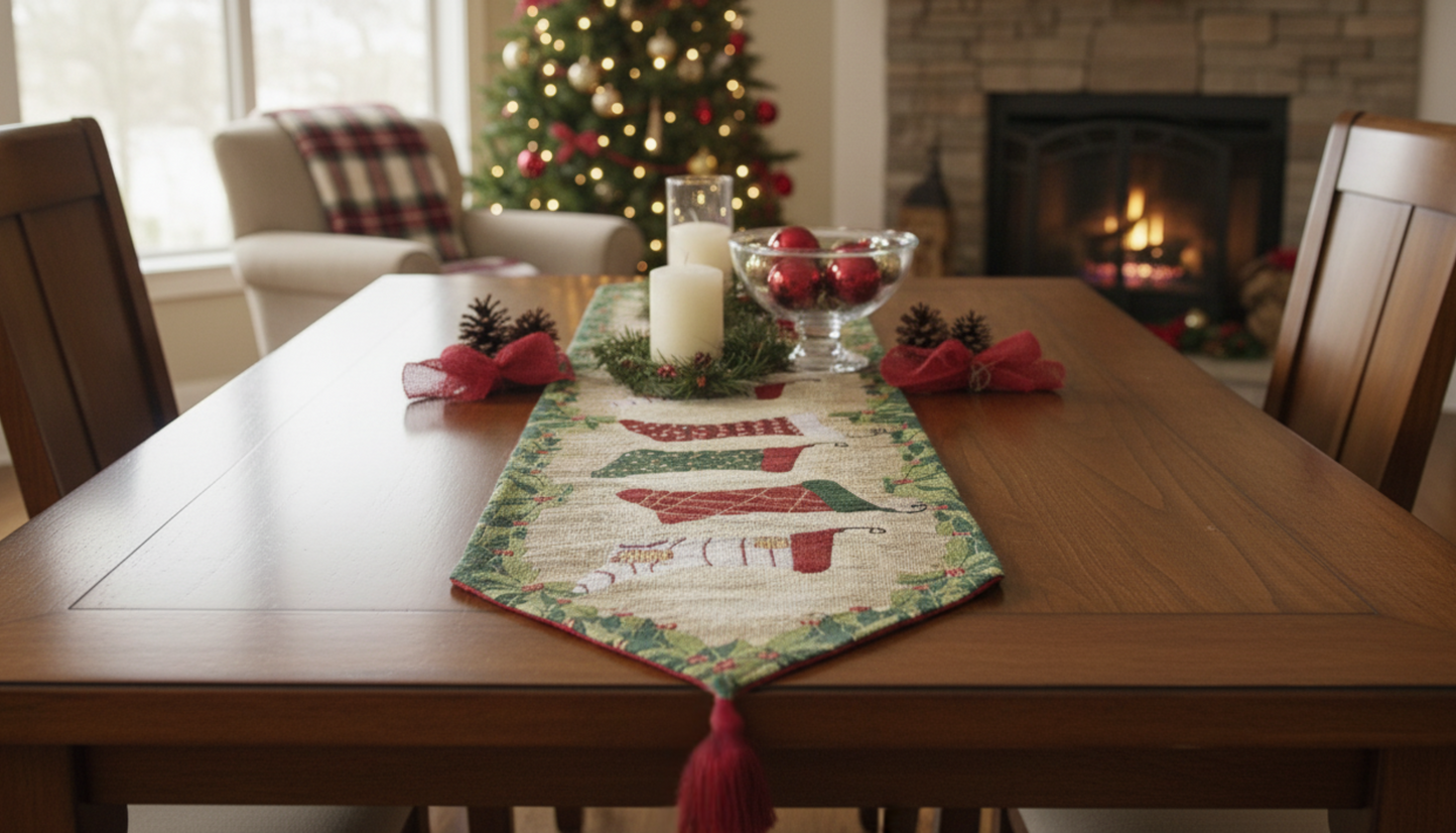 Tache Hang My Stockings By the Fireplace Table Runners (12910)
