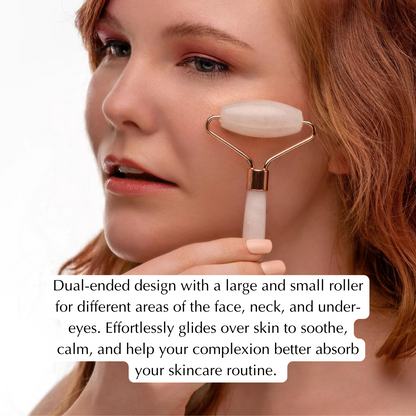 Rose Quartz Facial Roller for Puffiness – Dual-Ended Cooling Tool, Nothing to React To