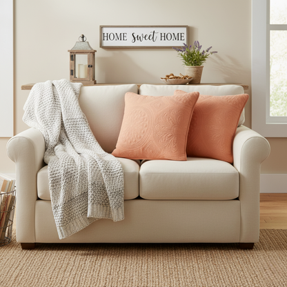 Tache Cotton Stone Washed Rustic Orange Medallion Tuscany Sunrise Cushion Covers / Euro Sham (JHW-595)
