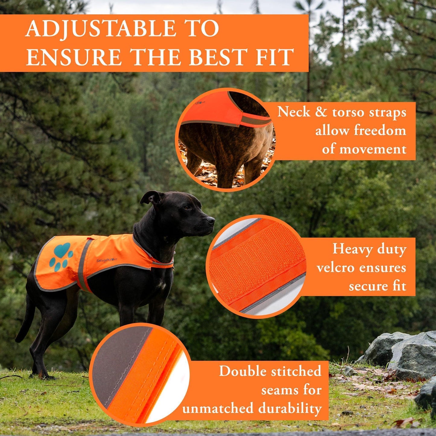 Reflective Dog Vest Hi-Vis 18.5 in Chest x 15 in Neck