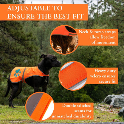 Reflective Dog Vest Hi-Vis M Size 30.75 in Chest x 23.5 in Neck Orange