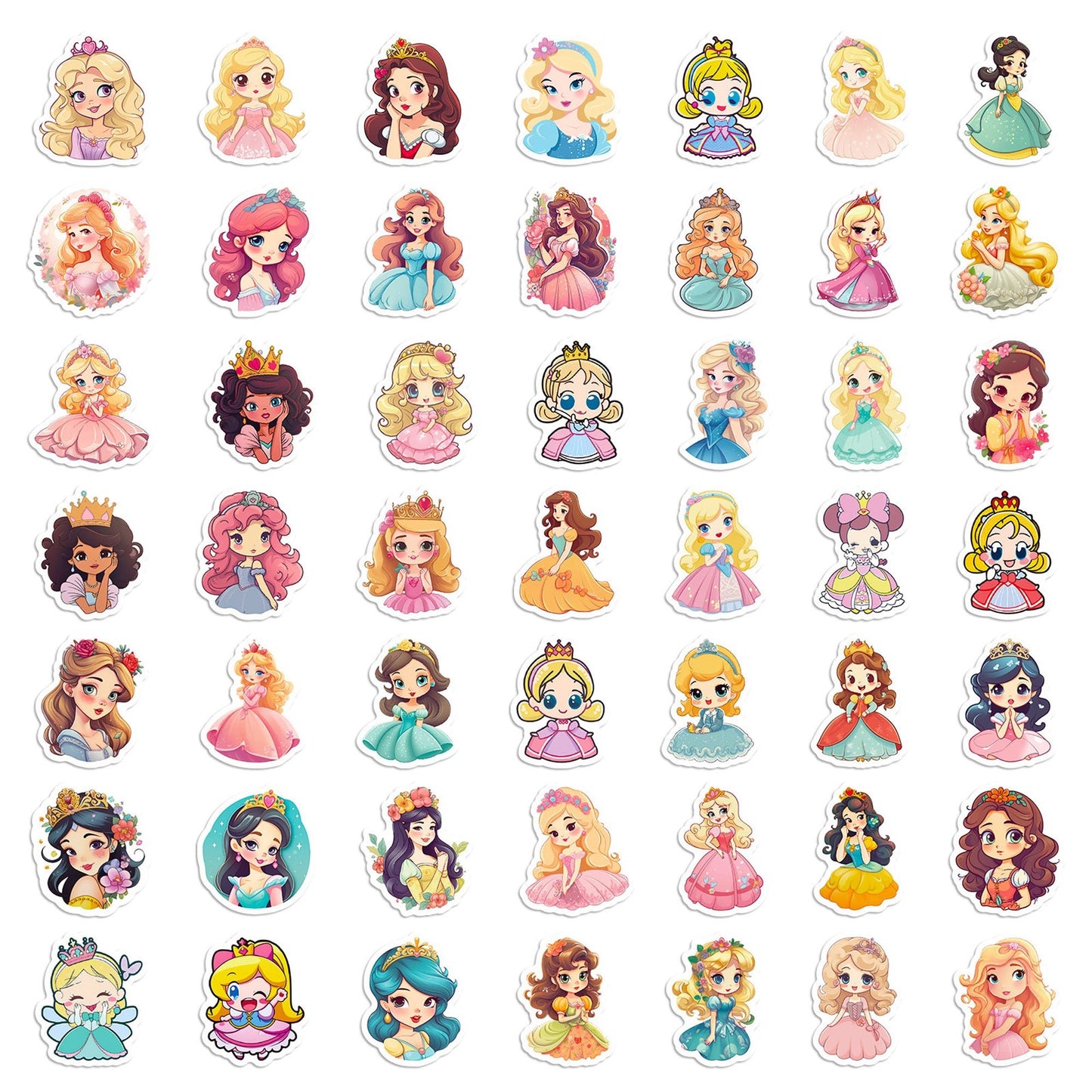 4 Sheets (100 pcs) Beautiful Princess Stickers for Kids Party Bag Fillers DIY Scrapbooking