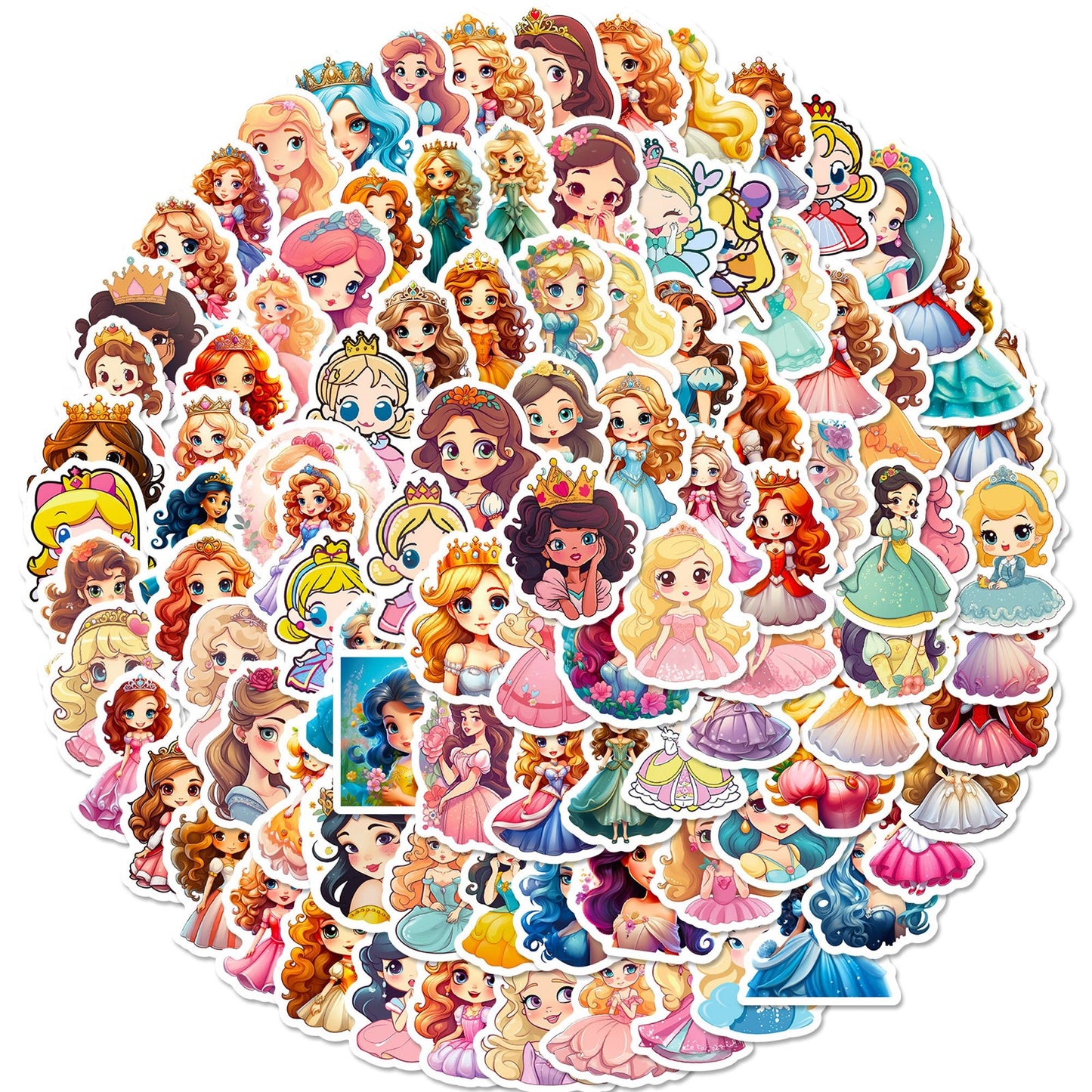 4 Sheets (100 pcs) Beautiful Princess Stickers for Kids Party Bag Fillers DIY Scrapbooking