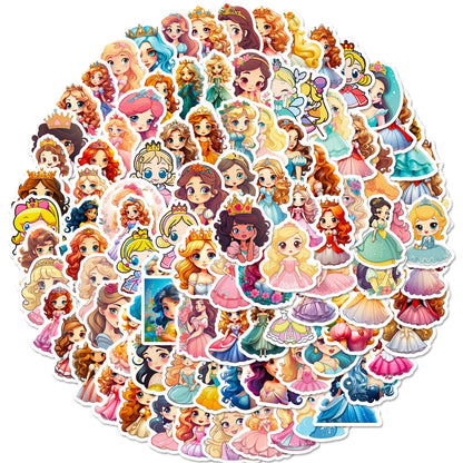 4 Sheets (100 pcs) Beautiful Princess Stickers for Kids Party Bag Fillers DIY Scrapbooking