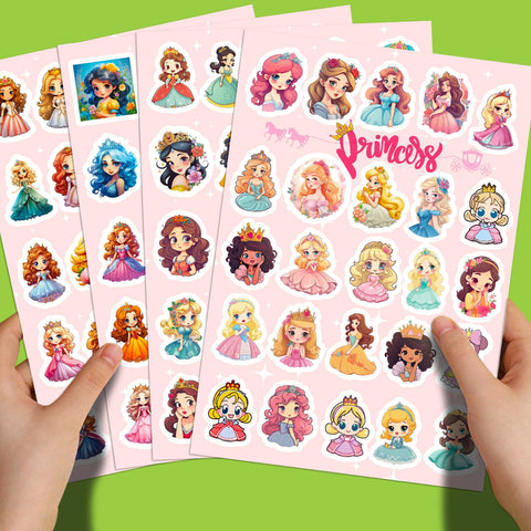 4 Sheets (100 pcs) Beautiful Princess Stickers for Kids Party Bag Fillers DIY Scrapbooking