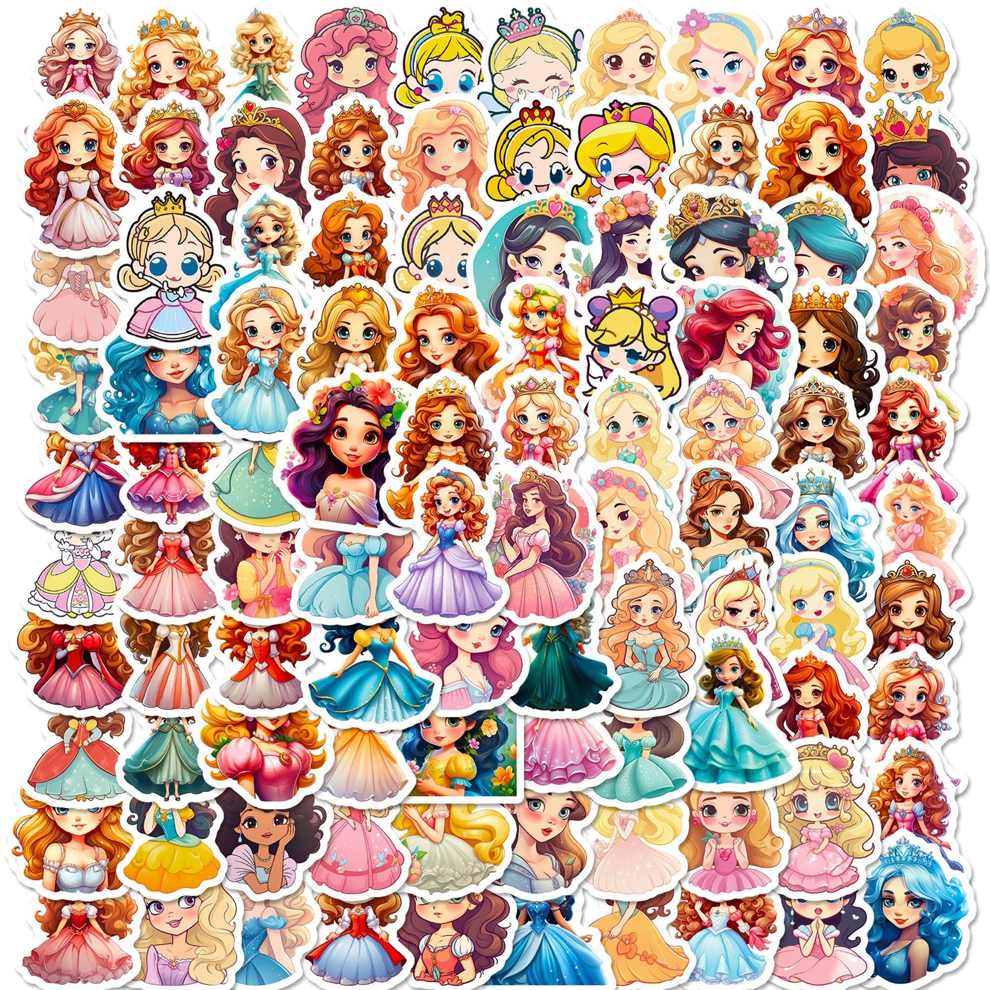 4 Sheets (100 pcs) Beautiful Princess Stickers for Kids Party Bag Fillers DIY Scrapbooking