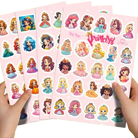 4 Sheets (100 pcs) Beautiful Princess Stickers for Kids Party Bag Fillers DIY Scrapbooking