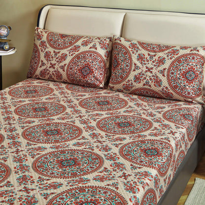 Tache Bohemian Desert Medallion Boteh Paisley Taupe Fitted Sheet / Flat Sheet (TJ3502)