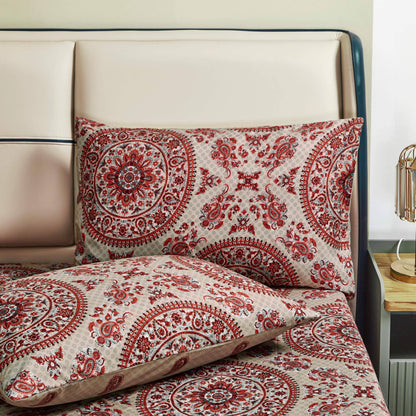 Tache Bohemian Desert Medallion Boteh Paisley Orange Blue Taupe Reversible Duvet Cover (TJ3502)
