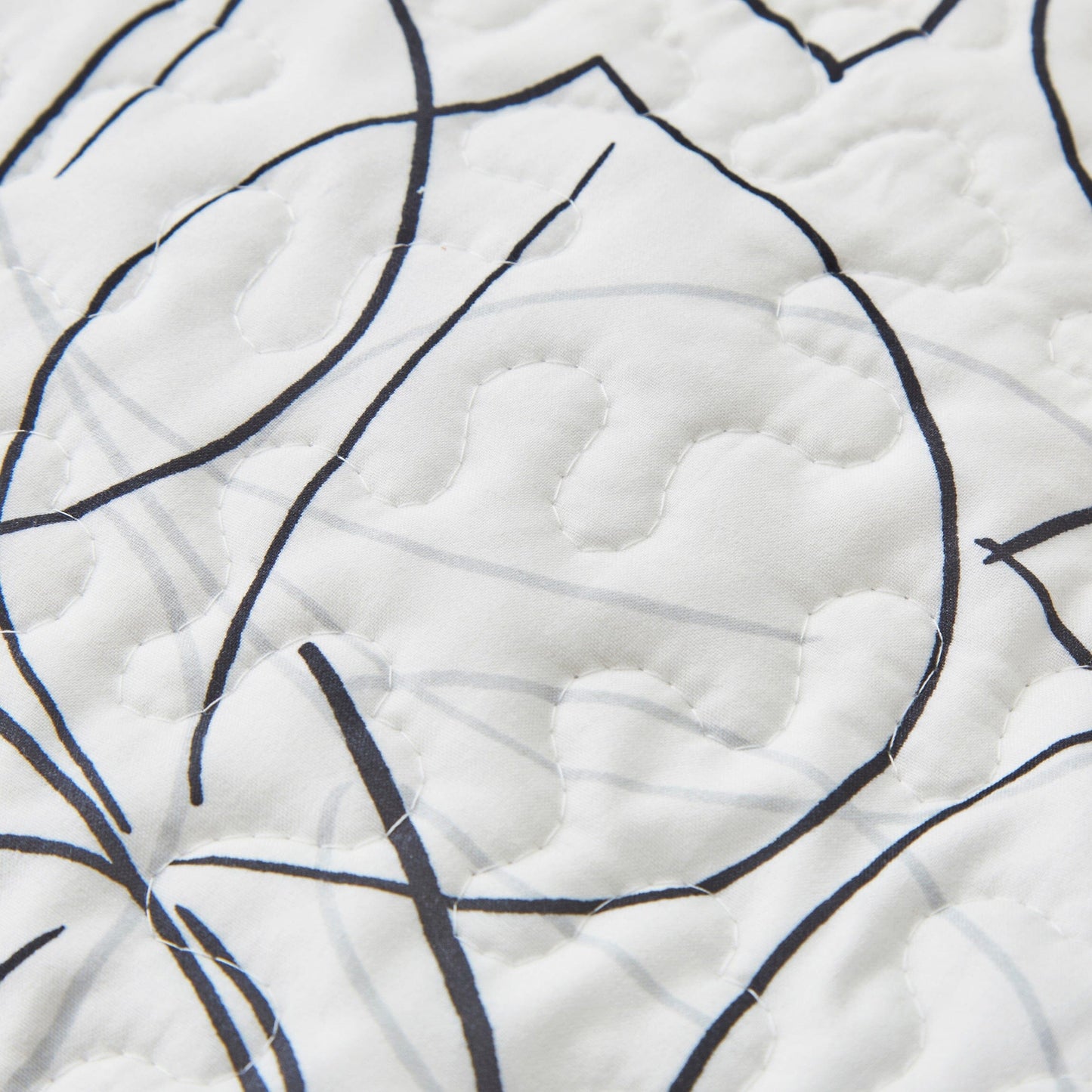 Tache Modern Abstract Leaf Line Art Foliage White Grey Black Gold Reversible Quilt Set (TJ357)