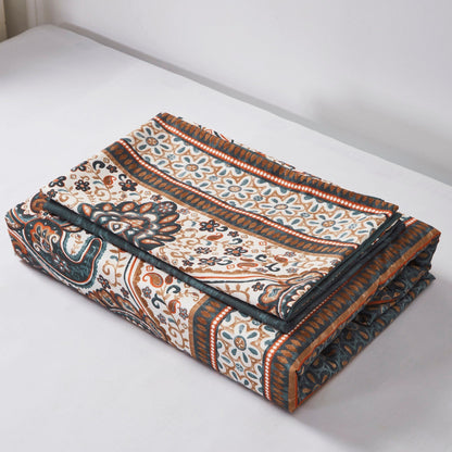 Tache Rustic Paisley Mandala Palace Floral Watercolor Dark Teal Duvet Cover (KF174)