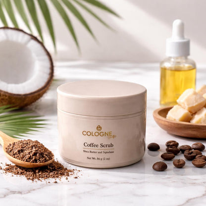 COFFEE SCRUB – Exfoliating & Hydrating Coffee Body Scrub for Smooth Skin, Prepares Skin for Deep Moisture with Cologne Butter