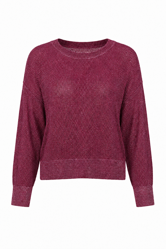Pima Cotton Metallic Mini Seed Stitch - Crimson/Silver - Shaketea