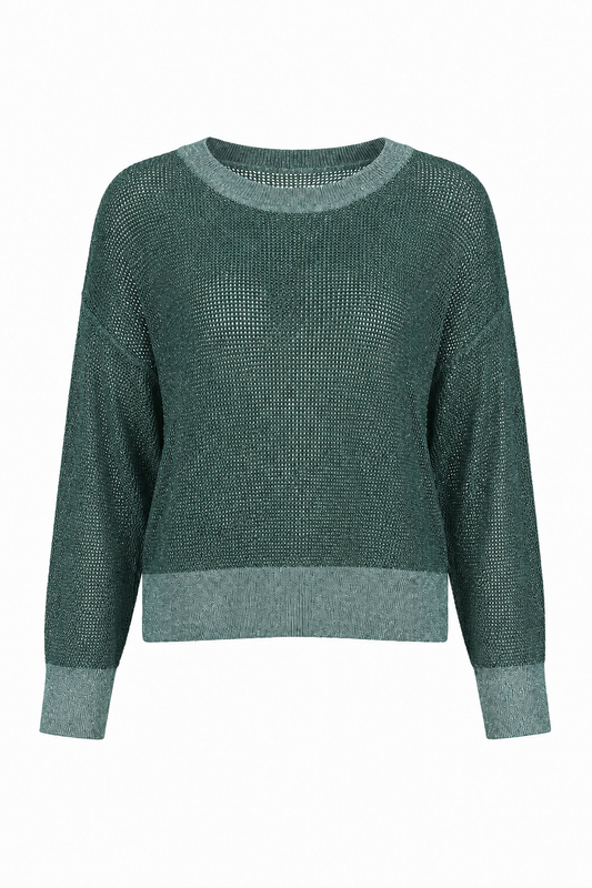 Pima Cotton Metallic Mini Seed Stitch - Evergreen/Silver - Shaketea
