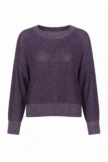 Pima Cotton Metallic Mini Seed Stitch - Plum/Silver