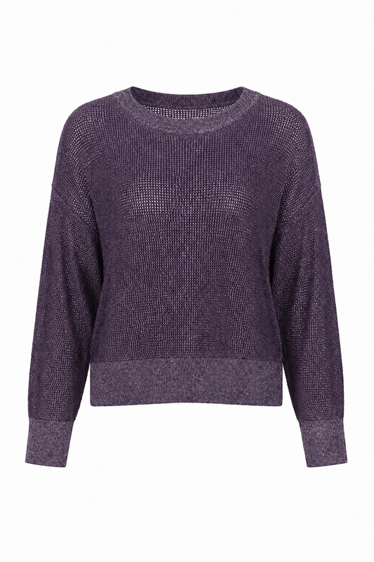 Pima Cotton Metallic Mini Seed Stitch - Plum/Silver - Shaketea