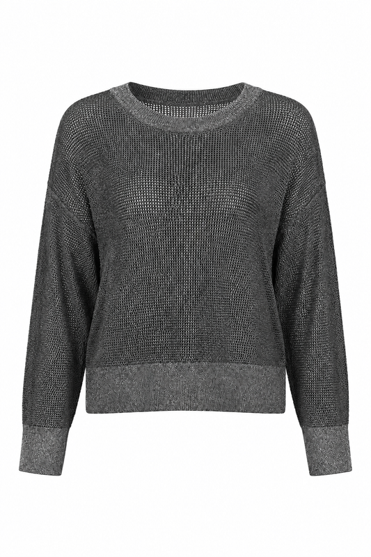 Pima Cotton Metallic Mini Seed Stitch - Asphalt/Silver - Shaketea