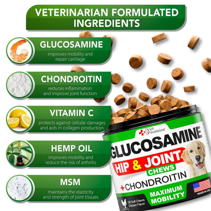 Glucosamine for Dogs Hip & Joint Supplement 120 Mobility Chews