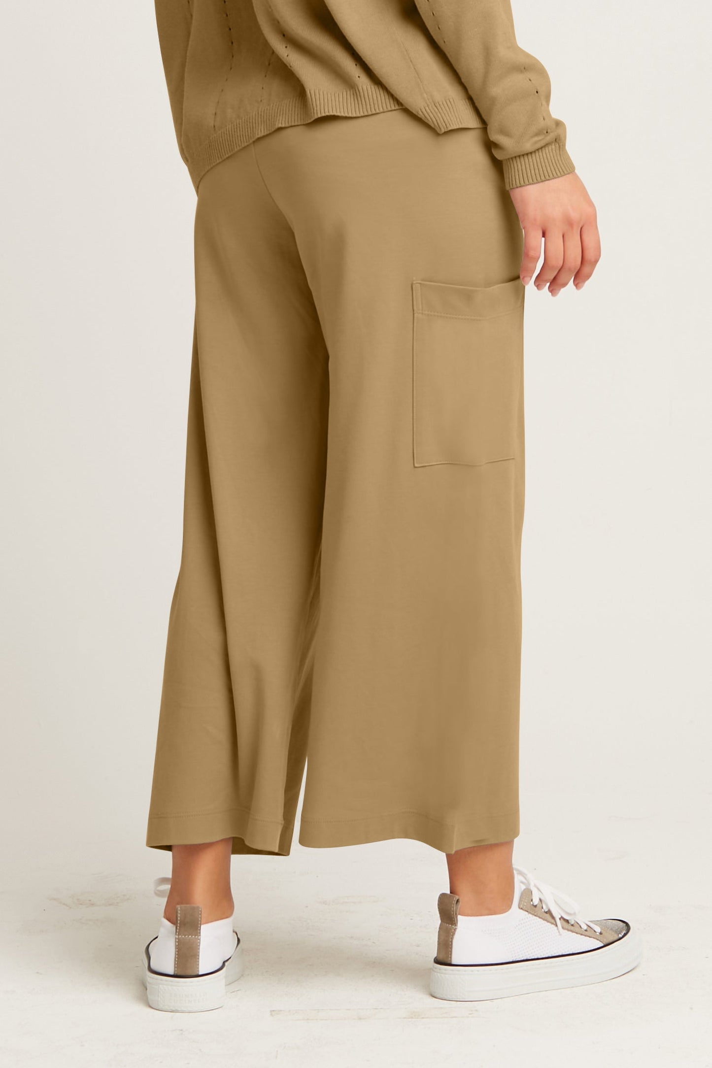 Pima Cotton Cropped Gaucho Pants - Walnut - Shaketea