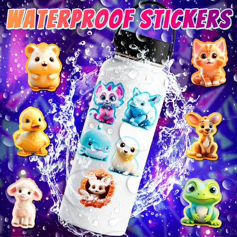 50pcs Cartoon Animal Stickers ins High Definition UV-Proof Waterproof Vinyl Sticker for DIY Scrapbook Laptop Phone Decor