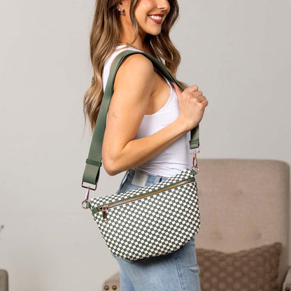 Layla Woven Checkered Crossbody Sling Bag