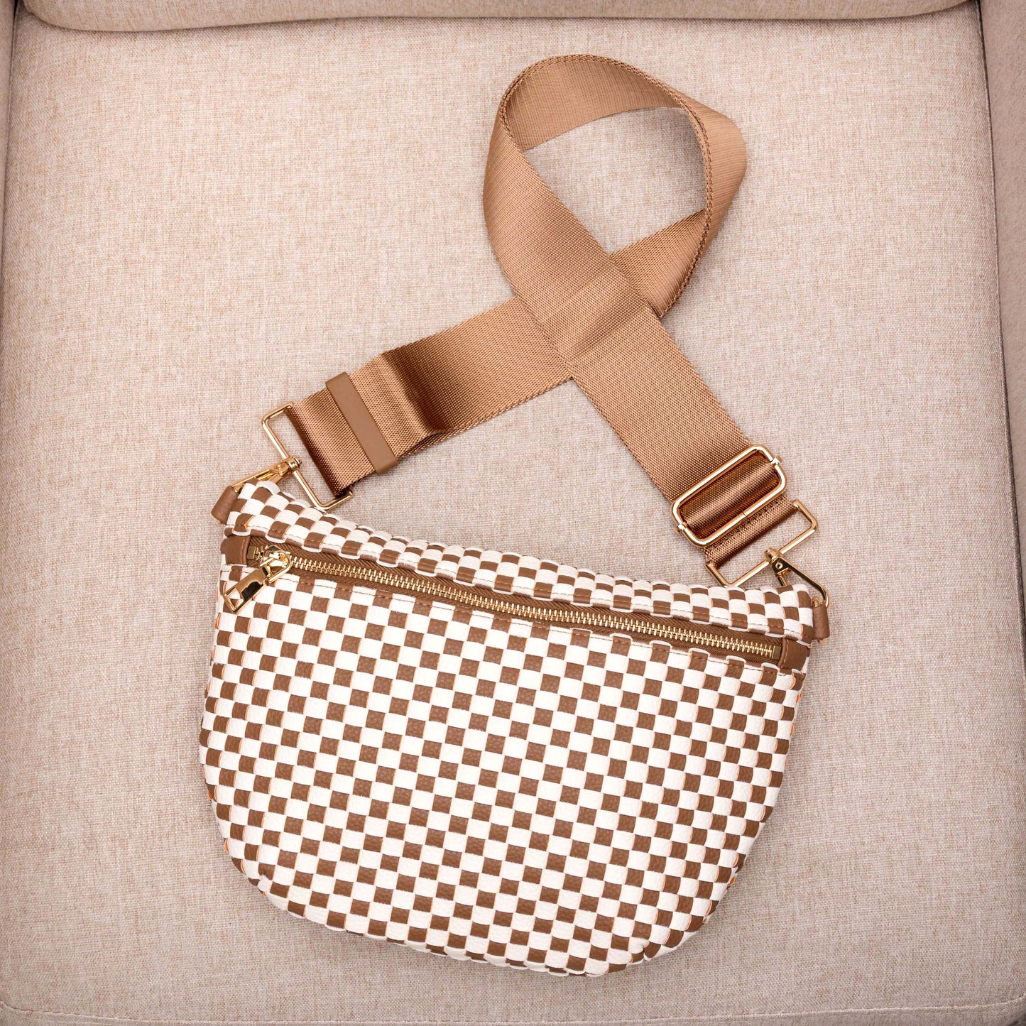 Layla Woven Checkered Crossbody Sling Bag