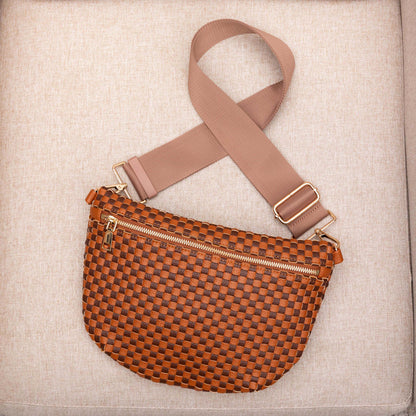 Layla Woven Checkered Crossbody Sling Bag