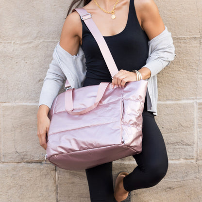 Metallic Puffer Tote