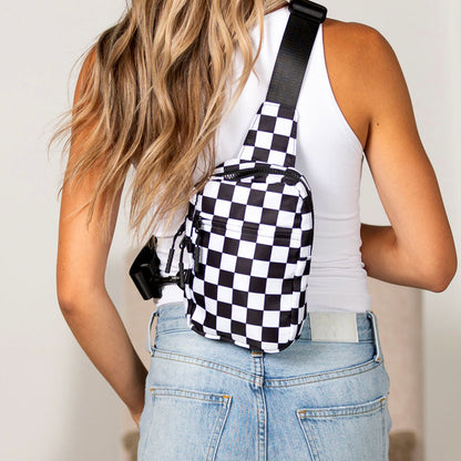 Kenzie Nylon Checkered Sling Bag