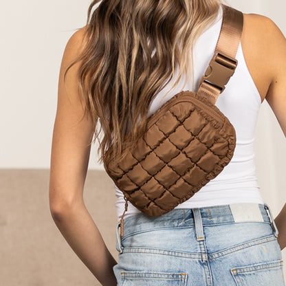 Evyn Quilted Puffer Sling Crossbody Belt Bum Fanny Waist Bag
