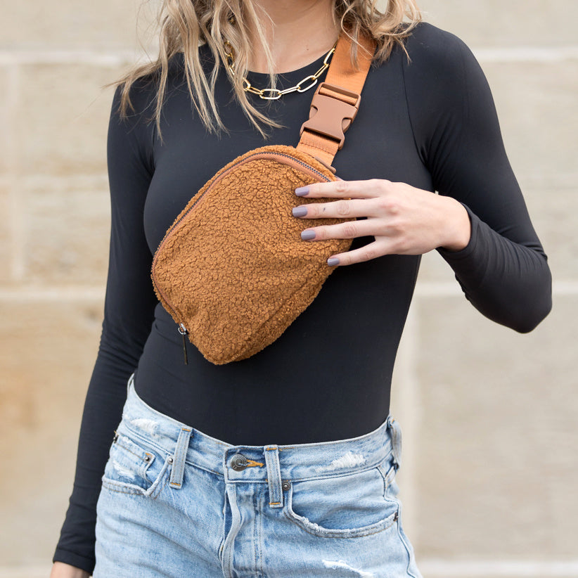 Lola Boucle Sherpa Sling Crossbody Belt Bum Fanny Waist Bag