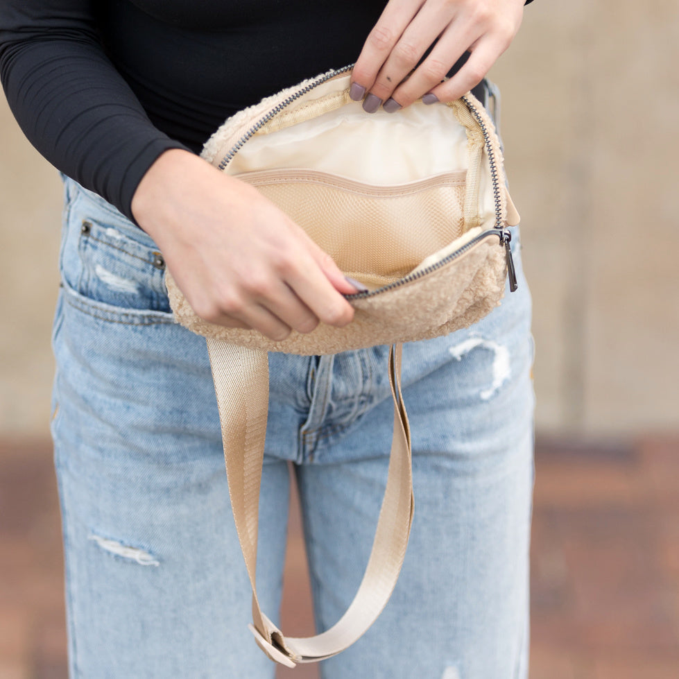 Lola Boucle Sherpa Sling Crossbody Belt Bum Fanny Waist Bag