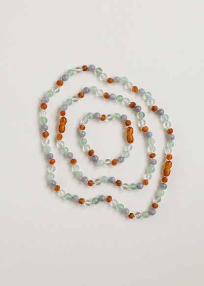 Baltic Sea Amber + Natural Gemstone || Anklet or Bracelet