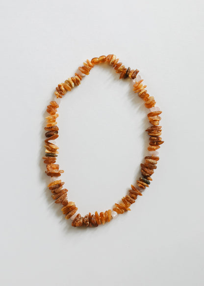 Pet Necklace: Raw Baltic Amber + Raw Rose Quartz