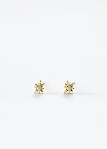 18K Gold Vermeil + Mother of Pearl Gemstone || Everyday Earrings