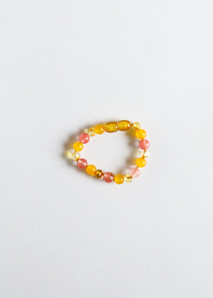 Polished Honey Baltic Amber + Honeysuckle Gemstones || Anklet or Bracelet