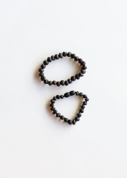 Raw Black Baltic Sea Amber || Anklet or Bracelet