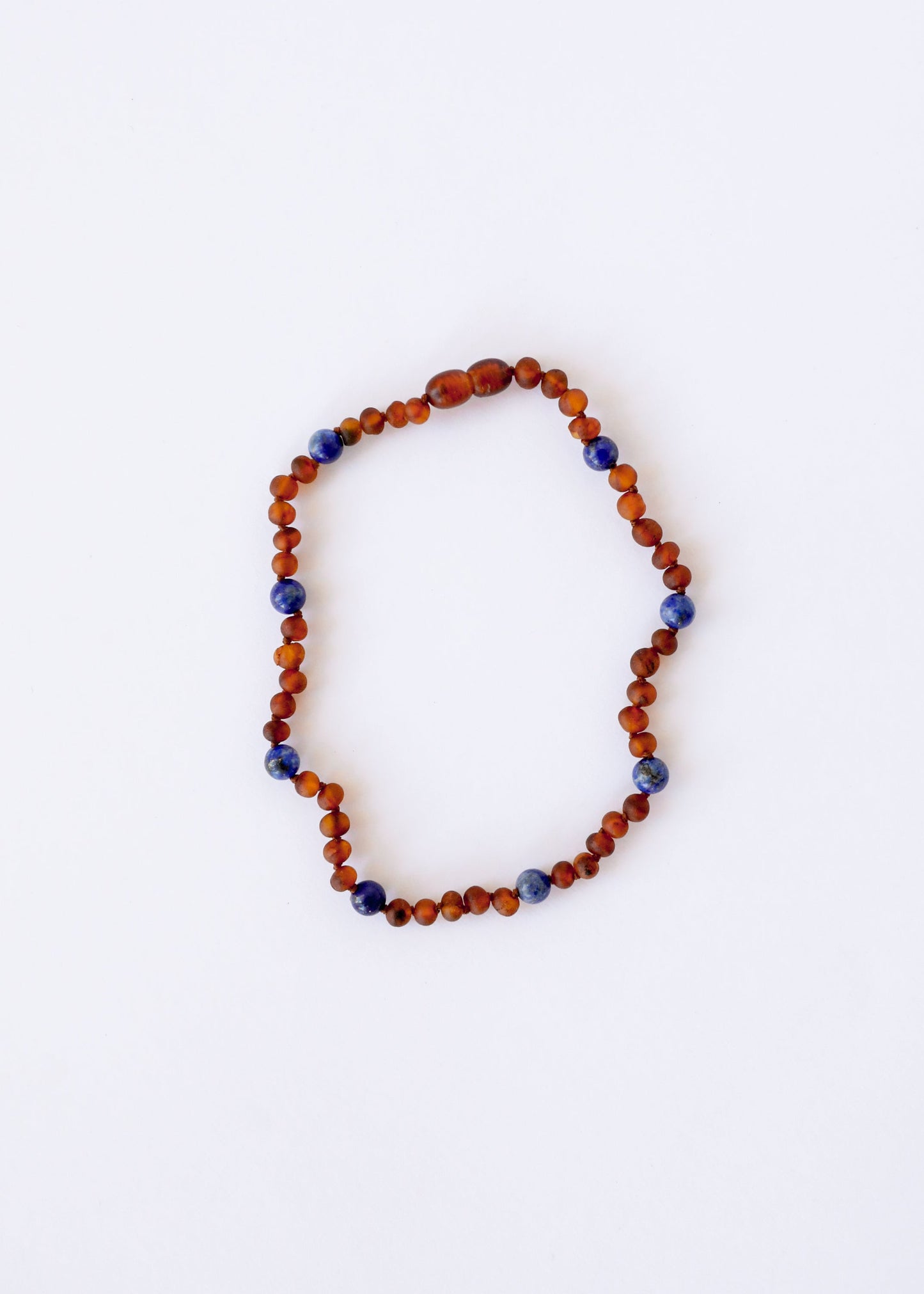 Raw Cognac Baltic Amber + Lapis Lazuli || Halo Necklace ||
