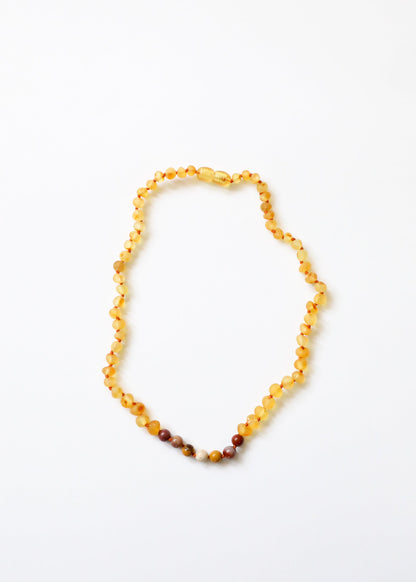 Raw Honey Baltic Amber + Mookaite Jasper || Necklace