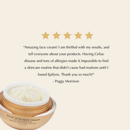 Kojic Acid Brightening Face Cream – Fades Dark Spots on Acne-Prone Sensitive Skin, Nut-Free