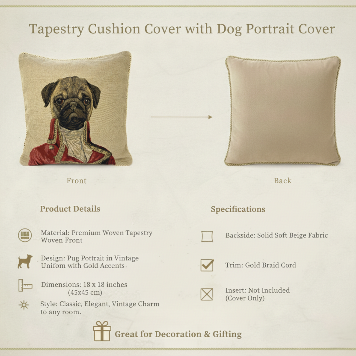 Tache Napoleon Bowaparte Vintage Tapestry Throw Pillow Cover (CC-6011)