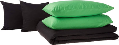 Tache Cotton Lime Green Black Reversible Comforter Set With Zipper Cover