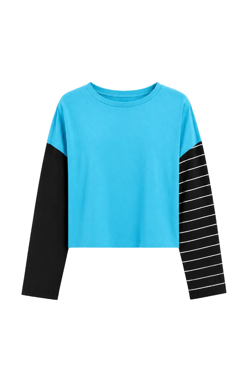Pima Cotton Mixed Media Mini Luxury Boxy T-Shirt - Capri - Shaketea