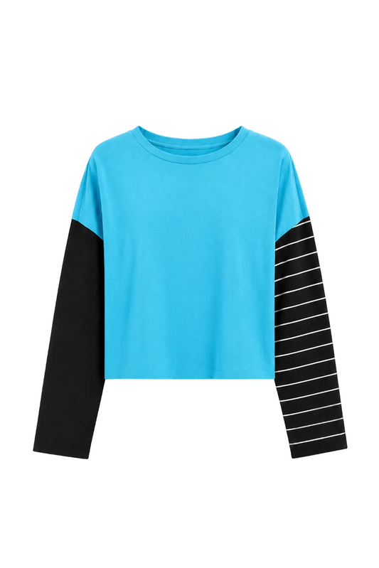 Pima Cotton Mixed Media Mini Luxury Boxy T-Shirt - Capri - Shaketea
