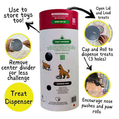 3-in-1 Bundle Enrichment Tube for Dogs - Tug Toy, Treat Dispenser & Snuffle Ball - Shaketea