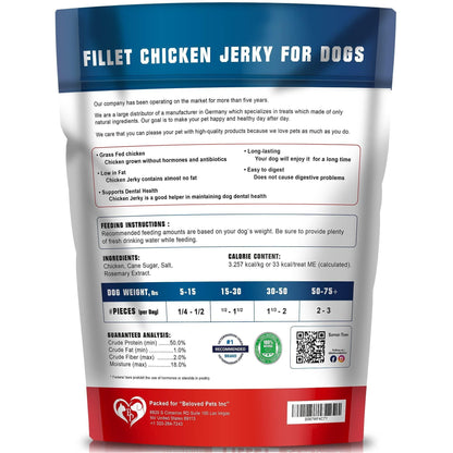 Chicken Jerky Dog Treats 1.5 lb Human-Grade Grain-Free Dried Strips