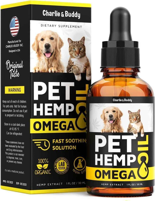 Hemp & Salmon Oil for Dogs Omega 3-6-9 Skin & Coat 1 fl oz