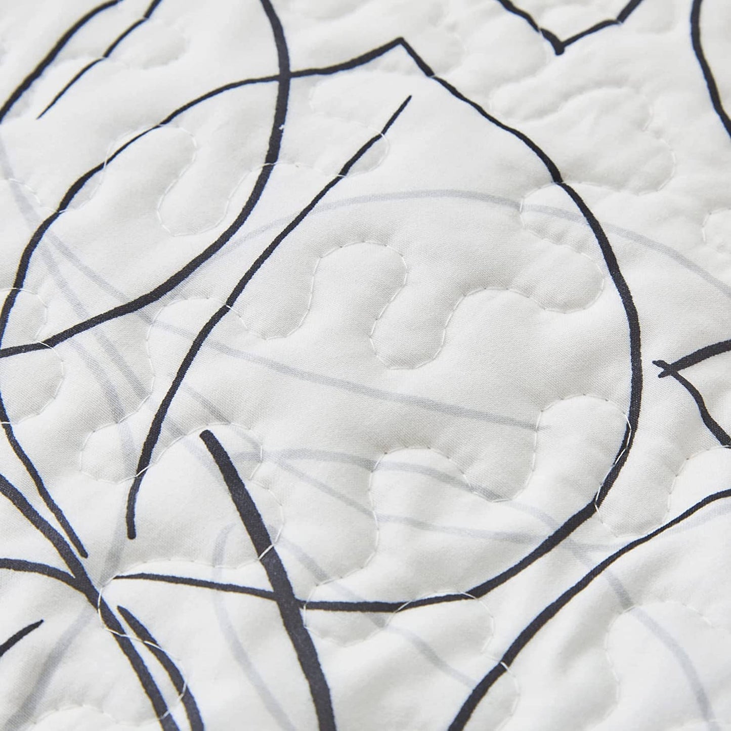 Tache Modern Abstract Leaf Line Art Foliage White Grey Black Gold Pillow Shams (TJ3571)