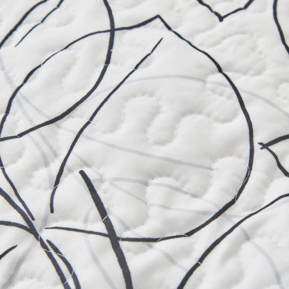 Tache Modern Abstract Leaf Line Art Foliage White Grey Black Gold Pillow Shams (TJ3571)