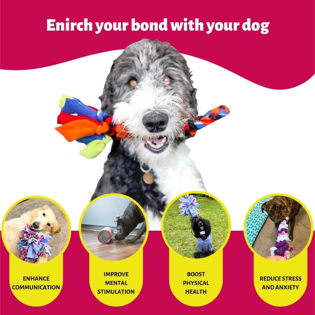 3-in-1 Bundle Enrichment Tube for Dogs - Tug Toy, Treat Dispenser & Snuffle Ball - Shaketea